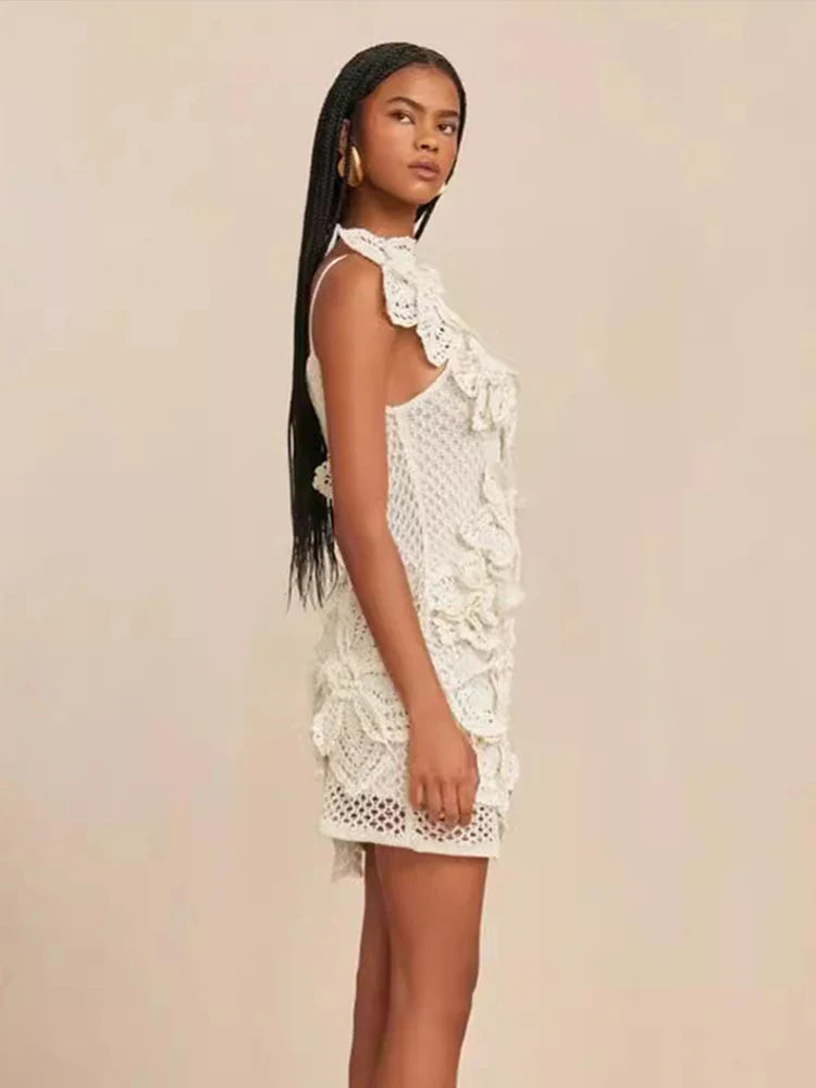 Ivey- Flower Knitted Mini Dress