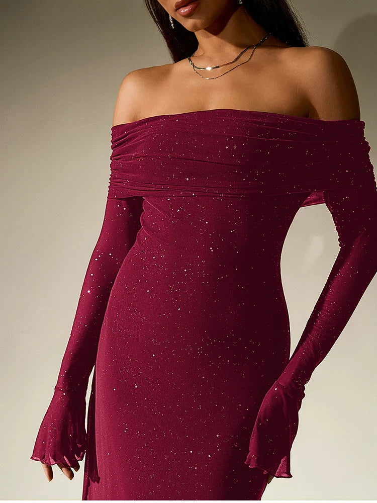 Ramona - Off Shoulder Sequin Long Dress