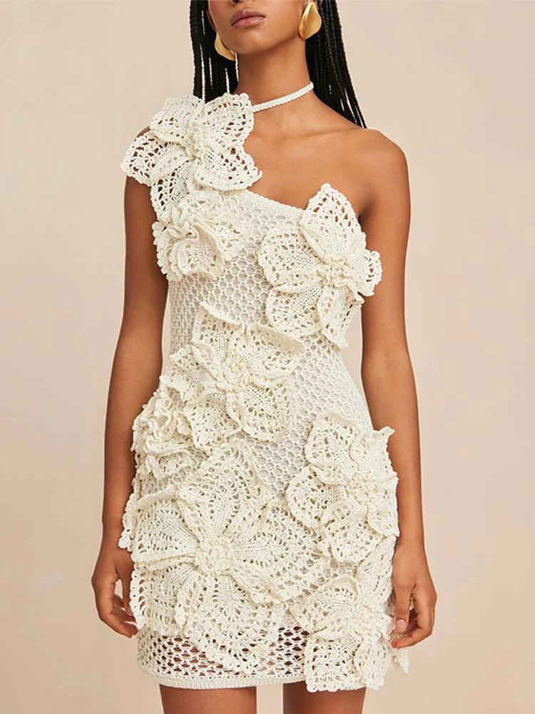 Ivey- Flower Knitted Mini Dress