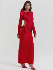 Nora - Elegant Bow Backless Maxi Dress