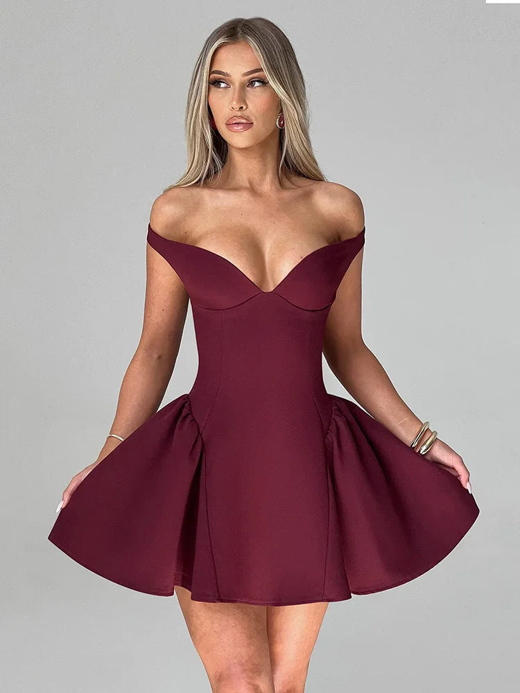 Lennon - Off-shoulder Backless Mini Dress