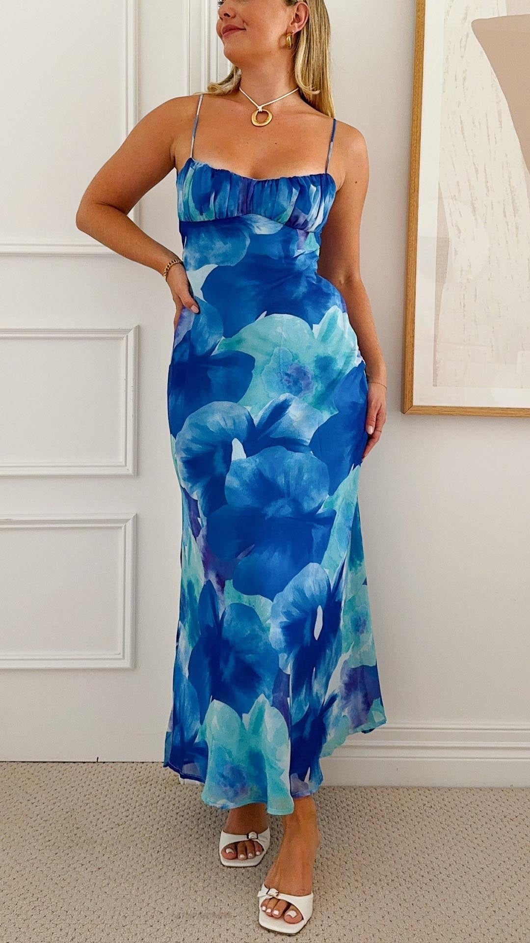 Azure | Blue Blossom Maxi Dress