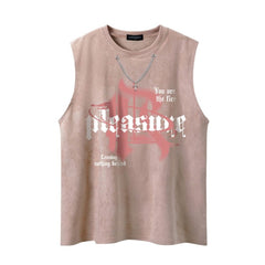 Men Hip Hop Oversized Cross Necklace Design Tank Top