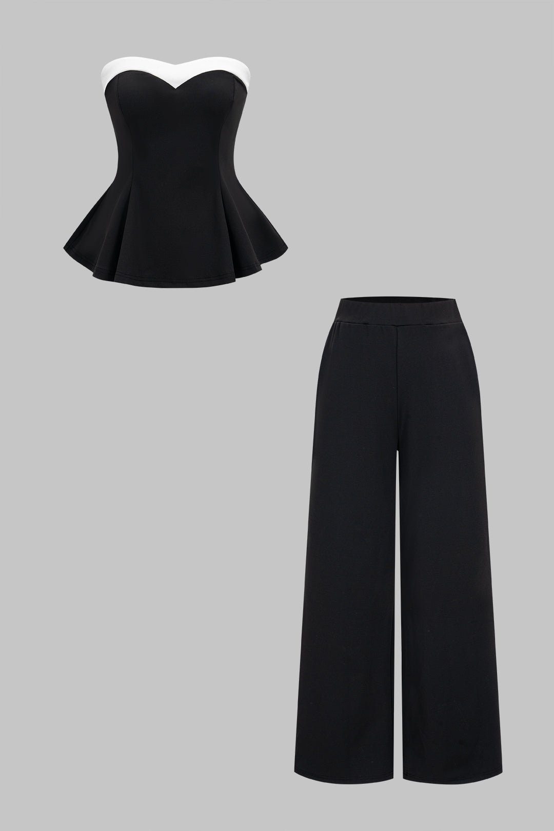 Contrast Tube Top And Pants Set