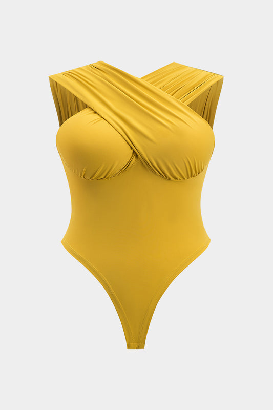 Plus Size Sleeveless Crossed Bodysuit