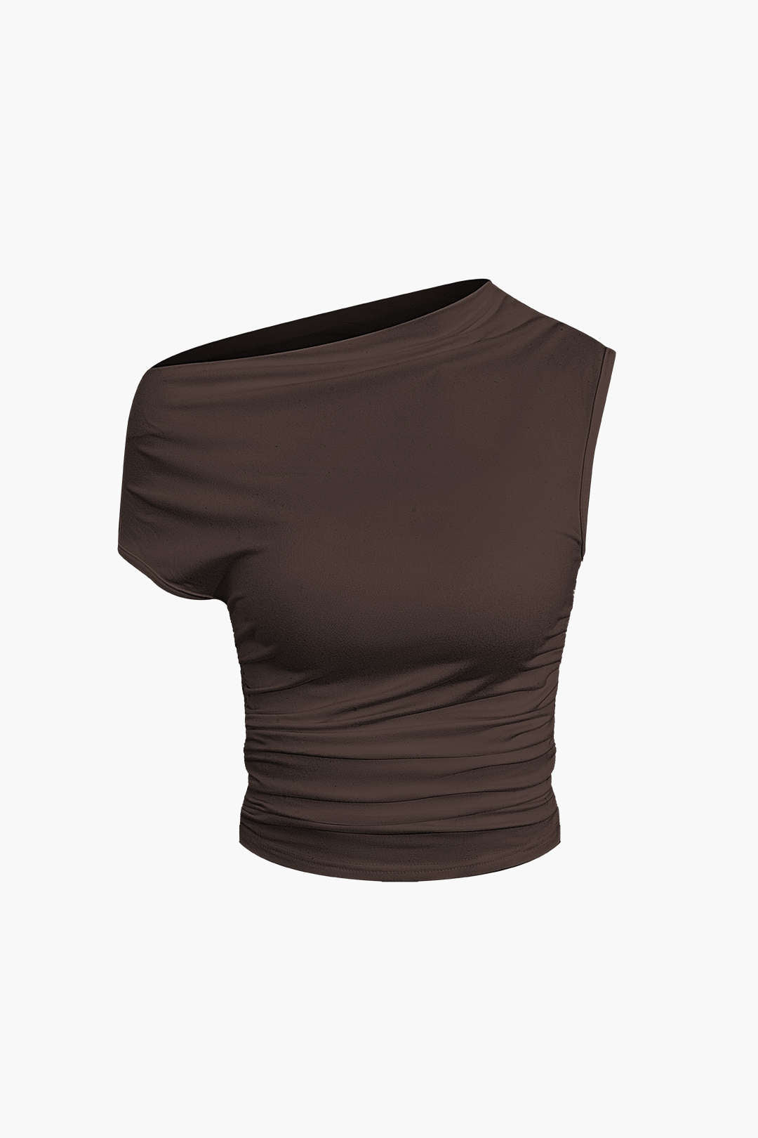 Basic Asymmetrical Ruched Crop Top And Tie Mini Skirt Set