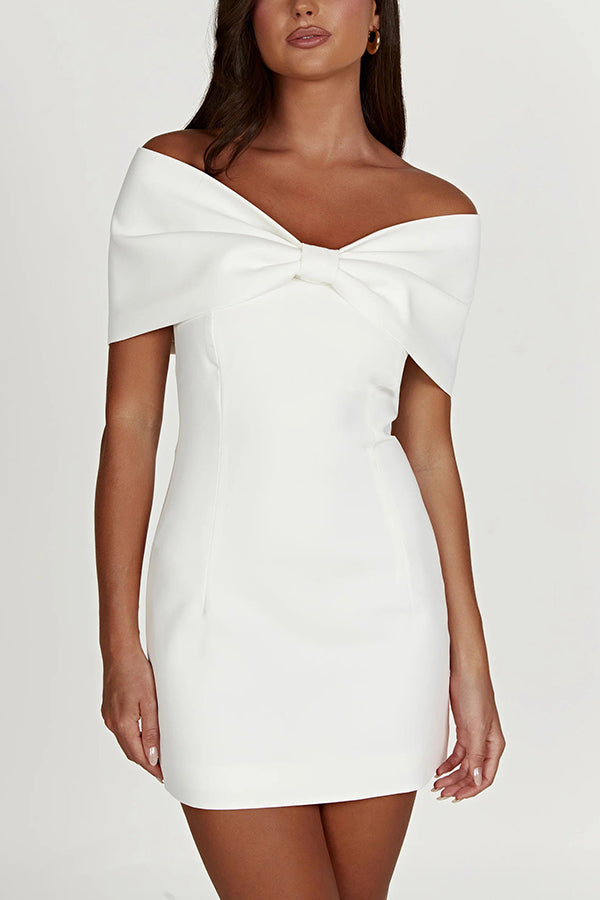 Maria - Off Shoulder Bow Mini Dress