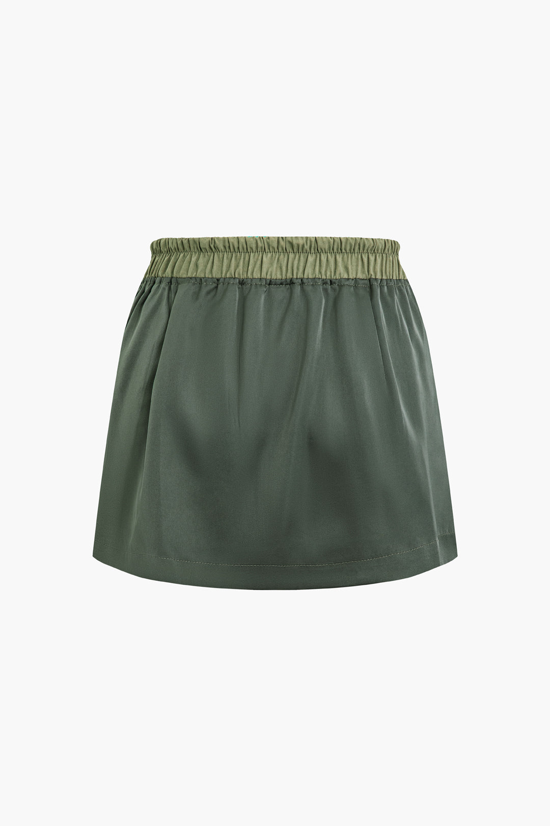 Contrast Tie-Up Elastic Waistband Skirt