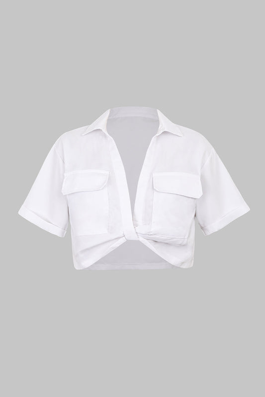 Plus Size Twist Knot Short-Sleeve Shirt