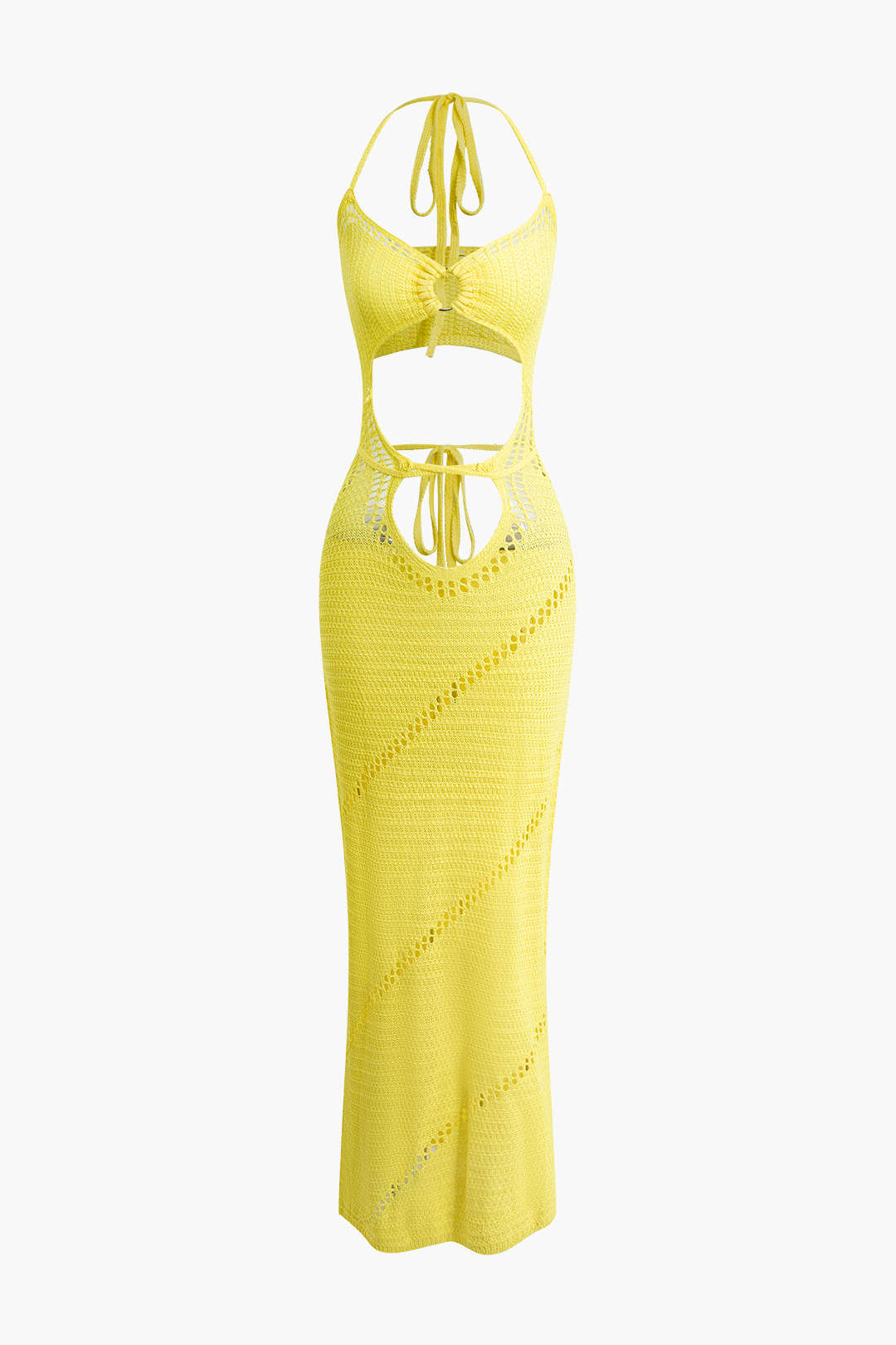 Cut Out Tie Halter Maxi Dress