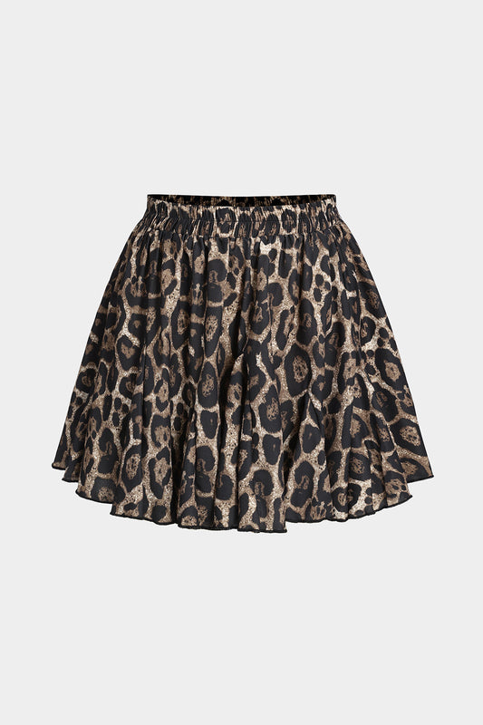 Leopard Print Pleated Skirt