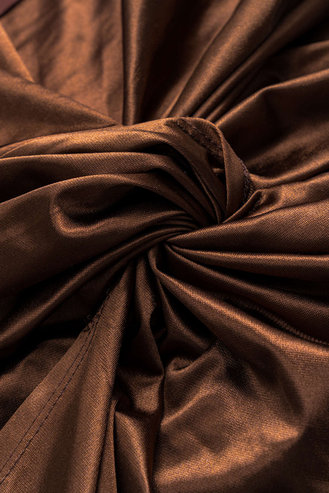 Plus Size Satin Ruched Patchwork Twist Knot Zipper Slit Midi Dress