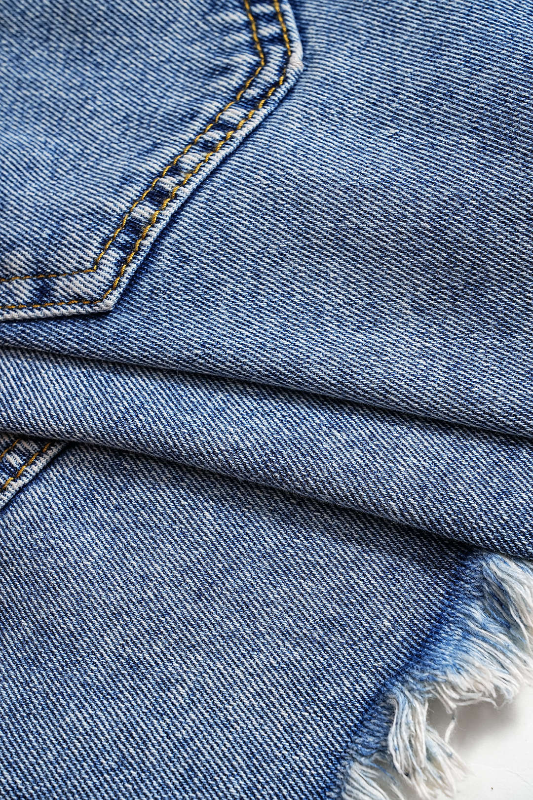 Denim Asymmetry Ripped Button Pocket Shorts