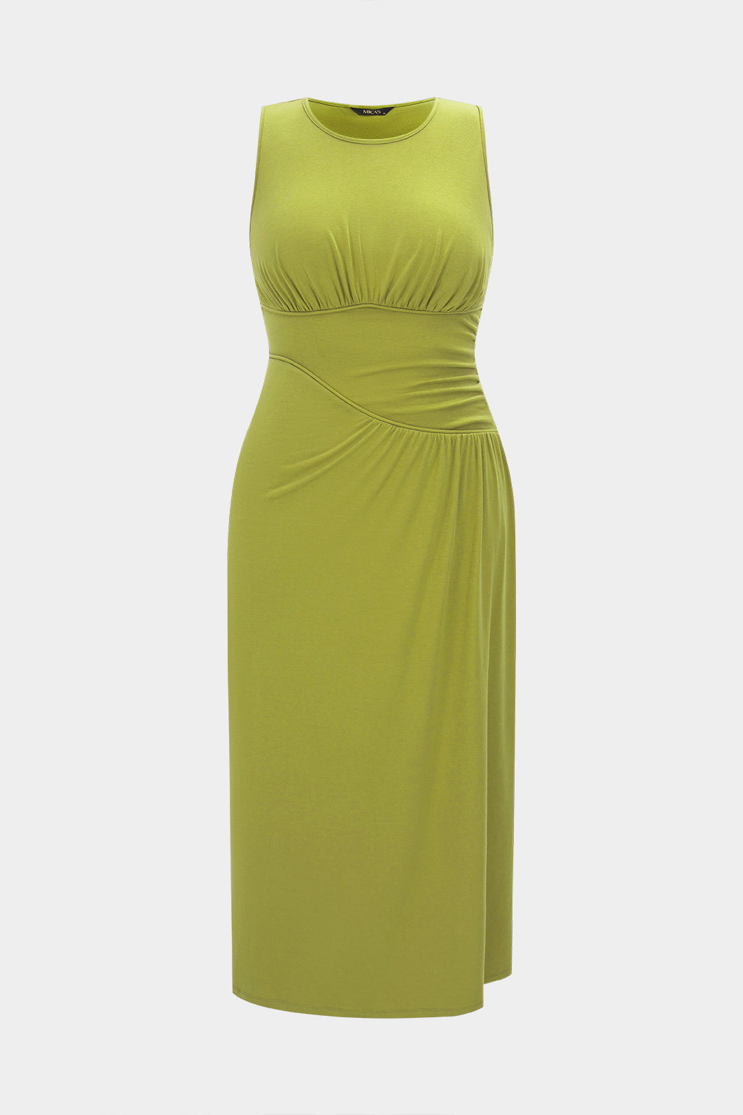 Plus Size Ruched Sleeveless Midi Dress