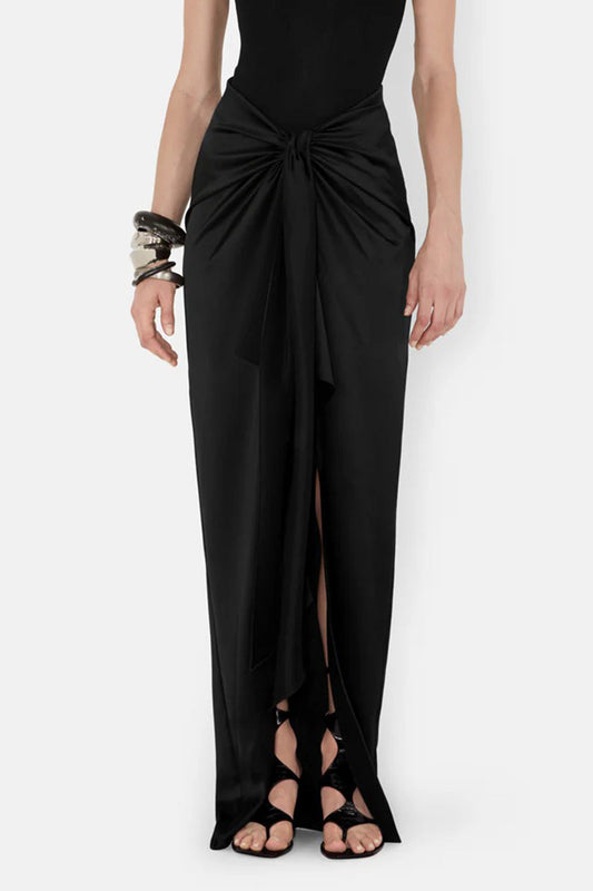 Asymmetrical Ruched Twist Knot Skirt