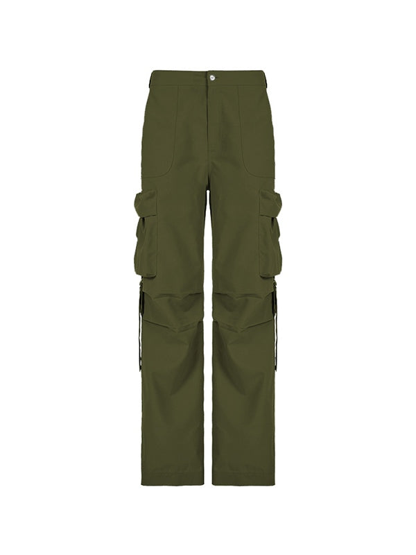 Green Hip Pop Low Rise Side Zip Up Cargo Pants