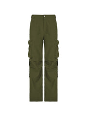 Green Hip Pop Low Rise Side Zip Up Cargo Pants