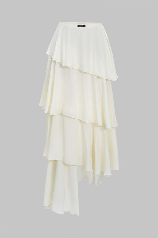 Chiffon Asymmetrical Ruffle Skirt