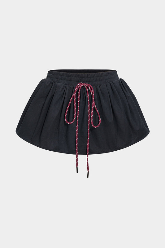 Solid Puff Drawstring Shorts
