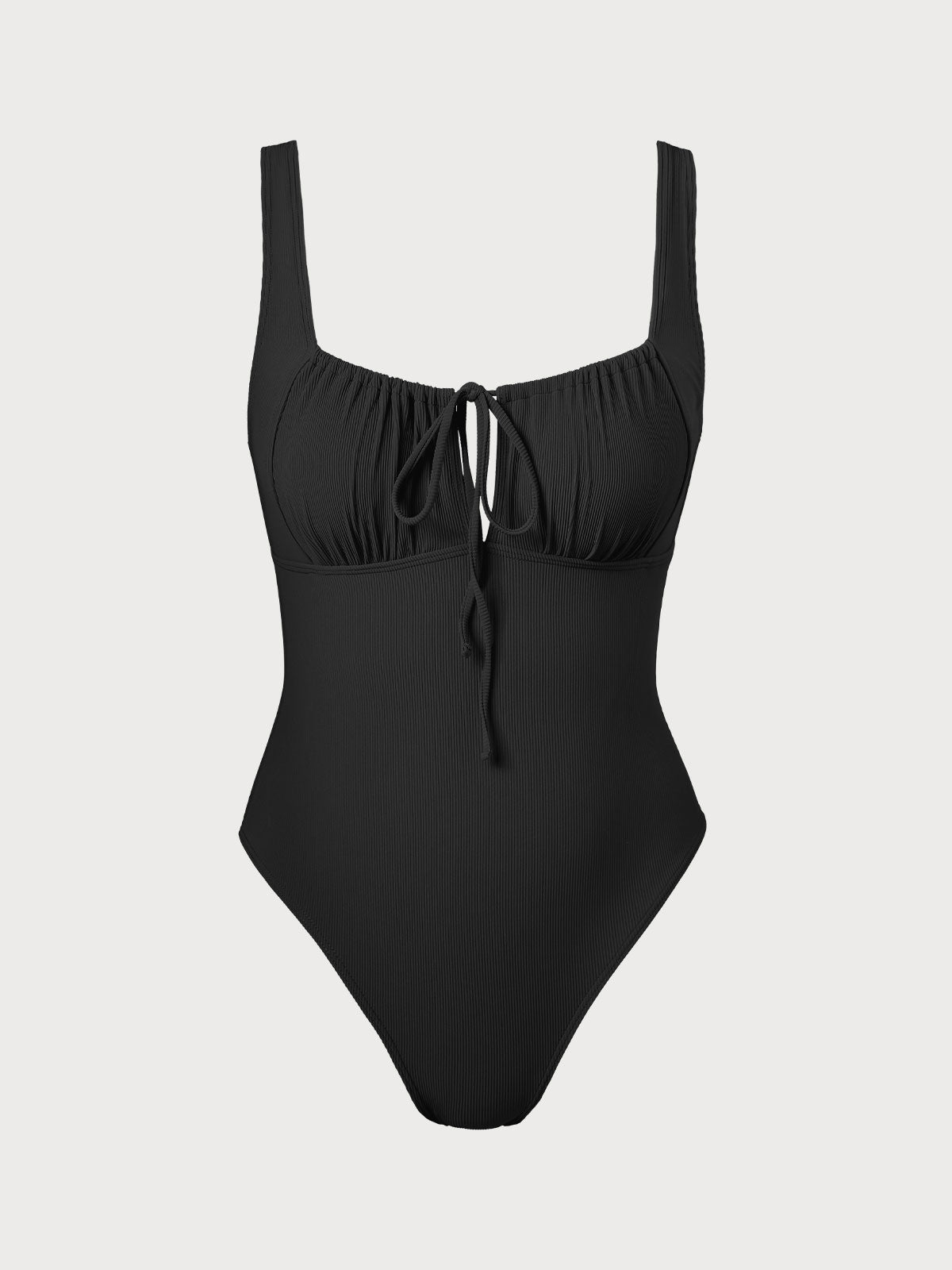 Black Cutout Tie Plus Size One-Piece Swimsuit