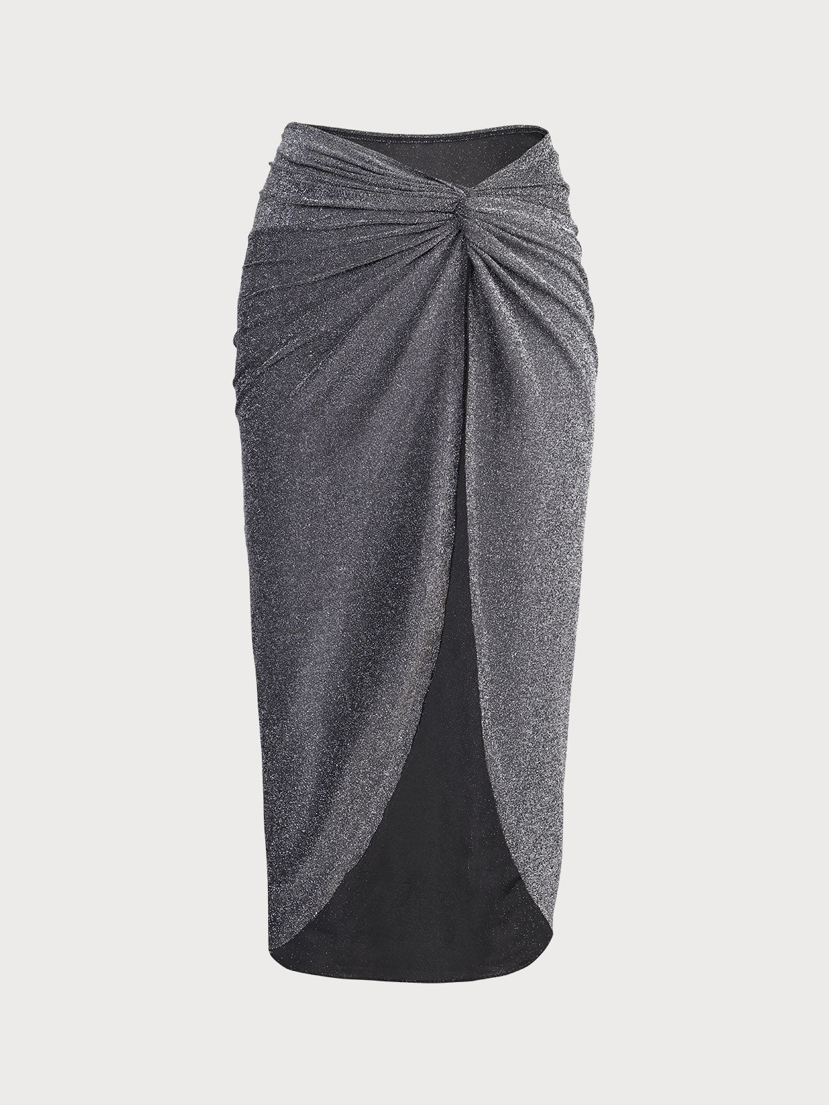 Black Lurex Ruched Cover-Up Skirt