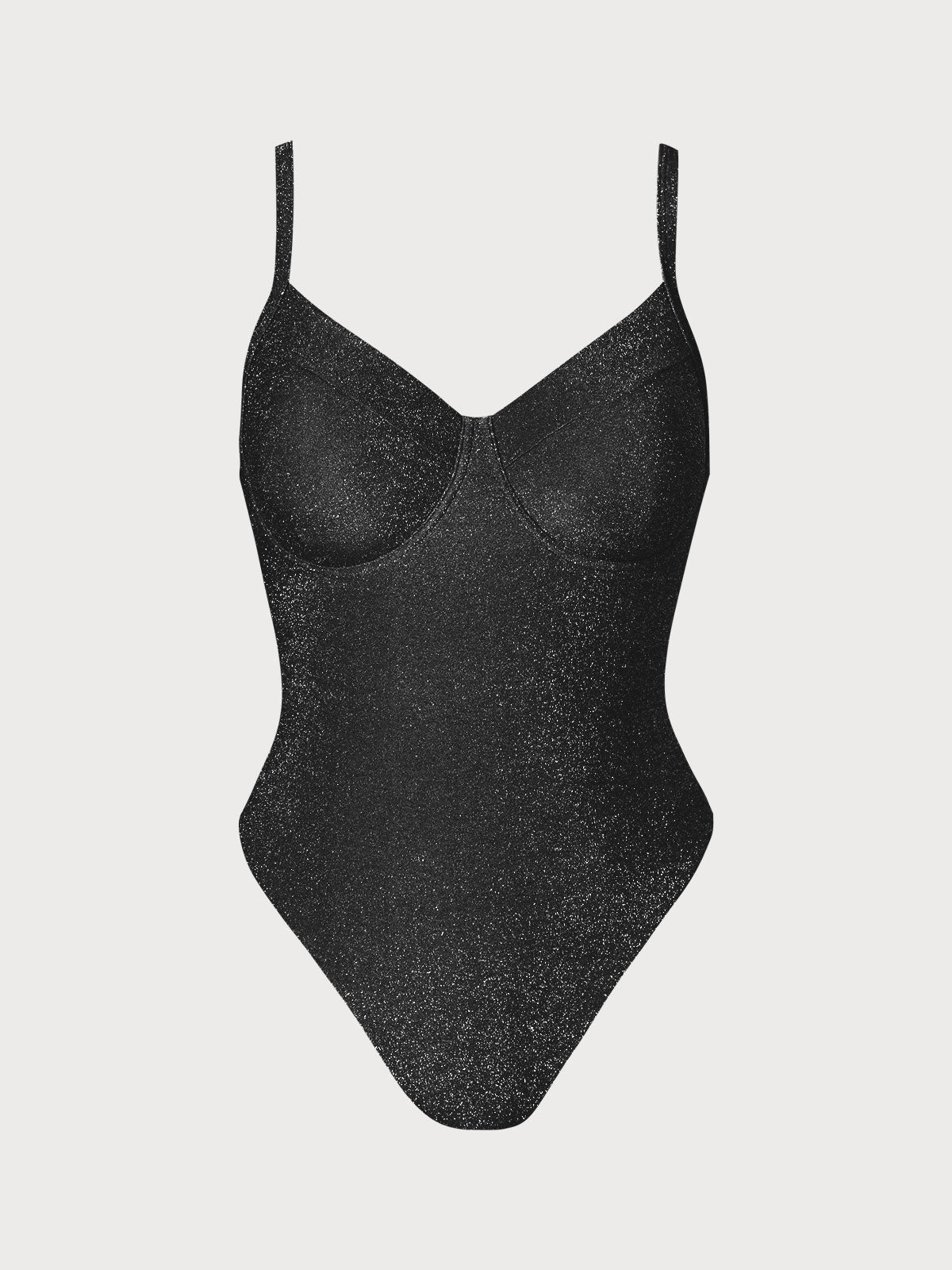 Black Lurex Underwire Plus Size One-Piece Swimsuit