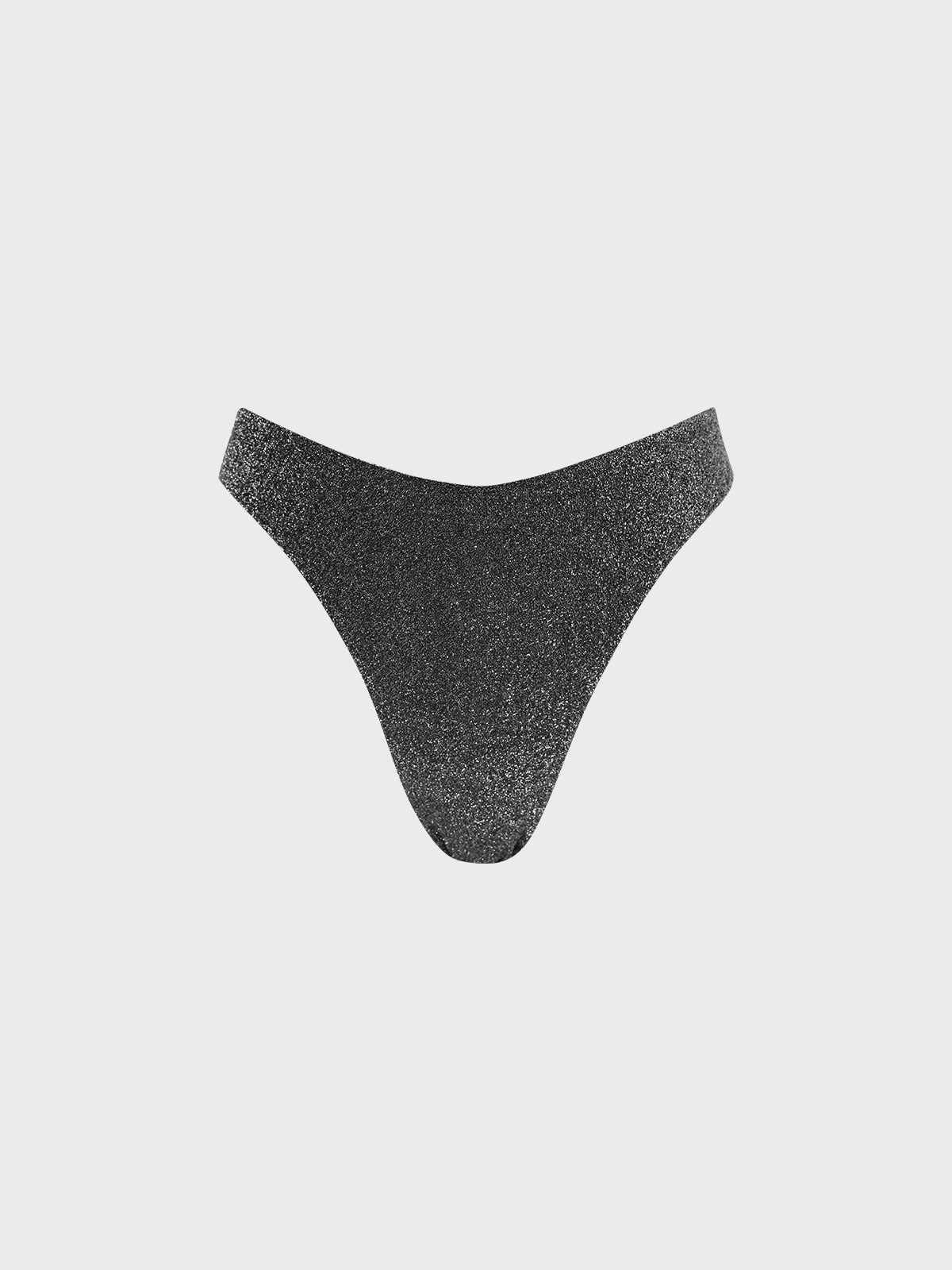 Black Solid Lurex Bikini Bottom