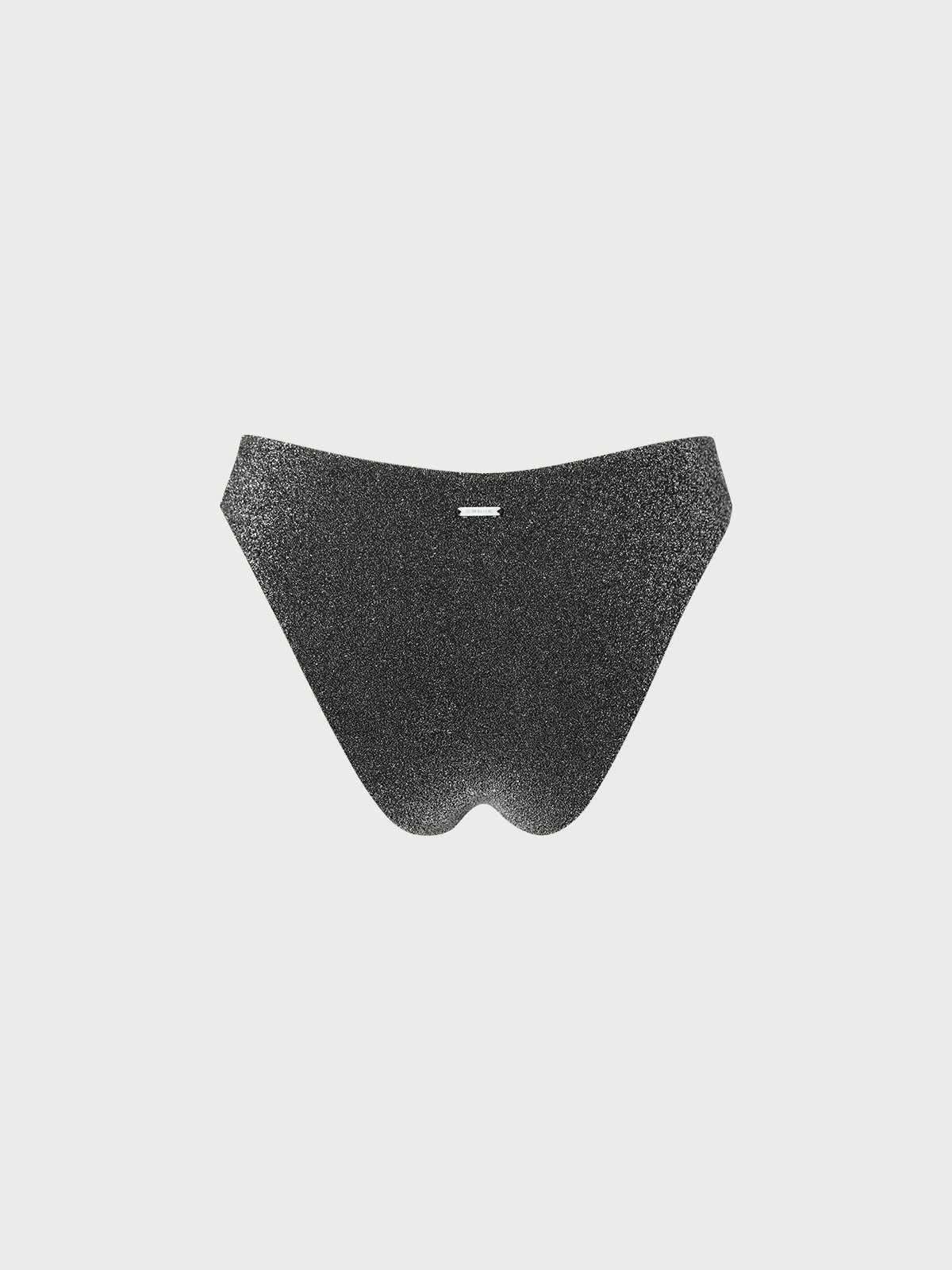 Black Solid Lurex Bikini Bottom