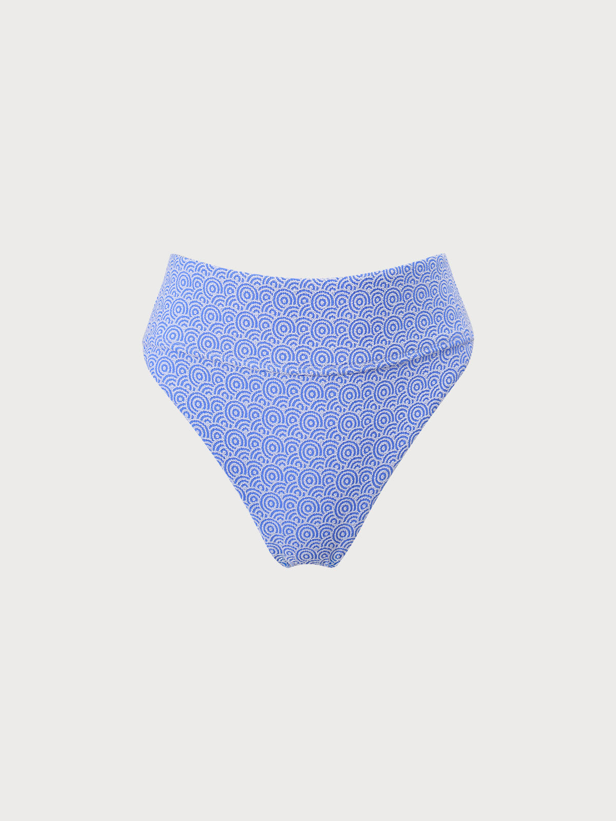 Blue Jacquard High Waist Bikini Bottom