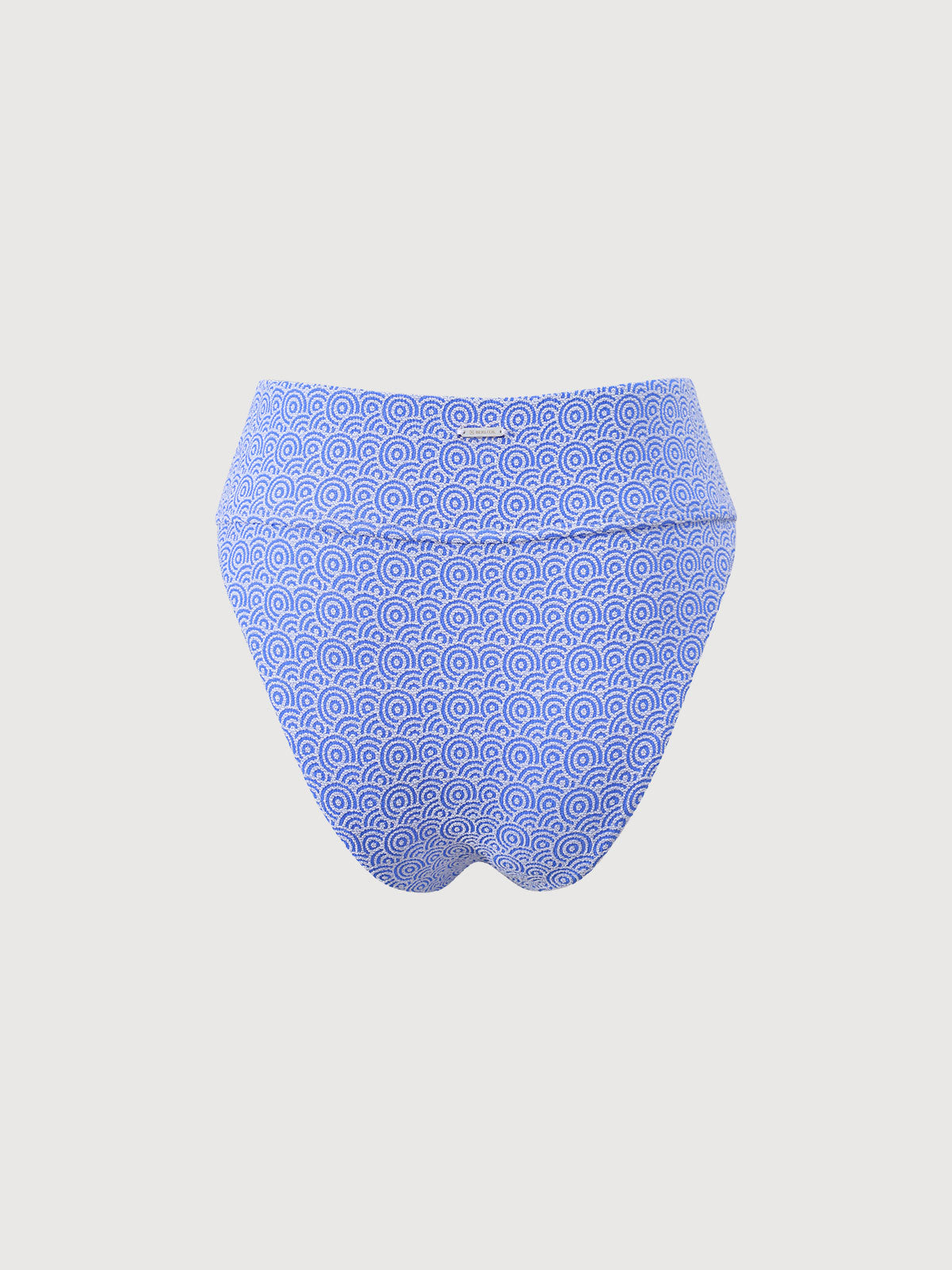 Blue Jacquard High Waist Bikini Bottom