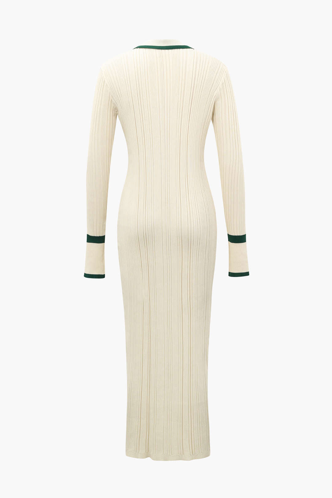 Contrast Trim Button Down Knitted Dress