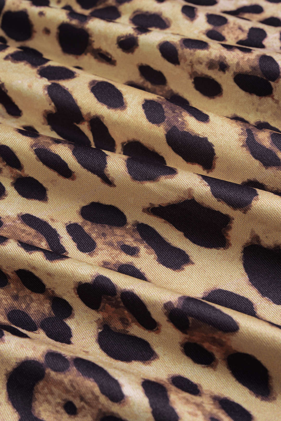 Leopard Print Deep V-Neck Button Long Sleeve Bodysuit