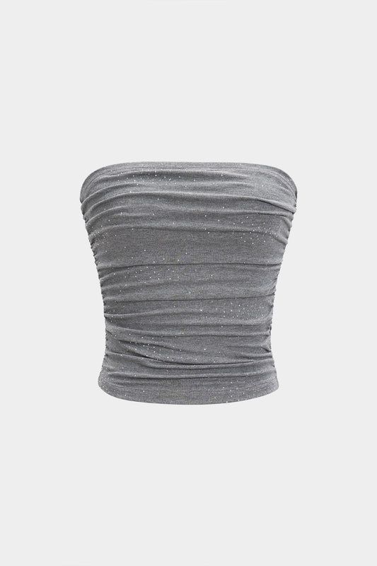 Sequin Ruched Tube Top