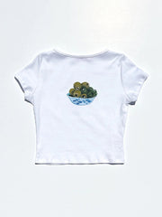 Crew Neck Short Sleeve Tee with Fruit Print