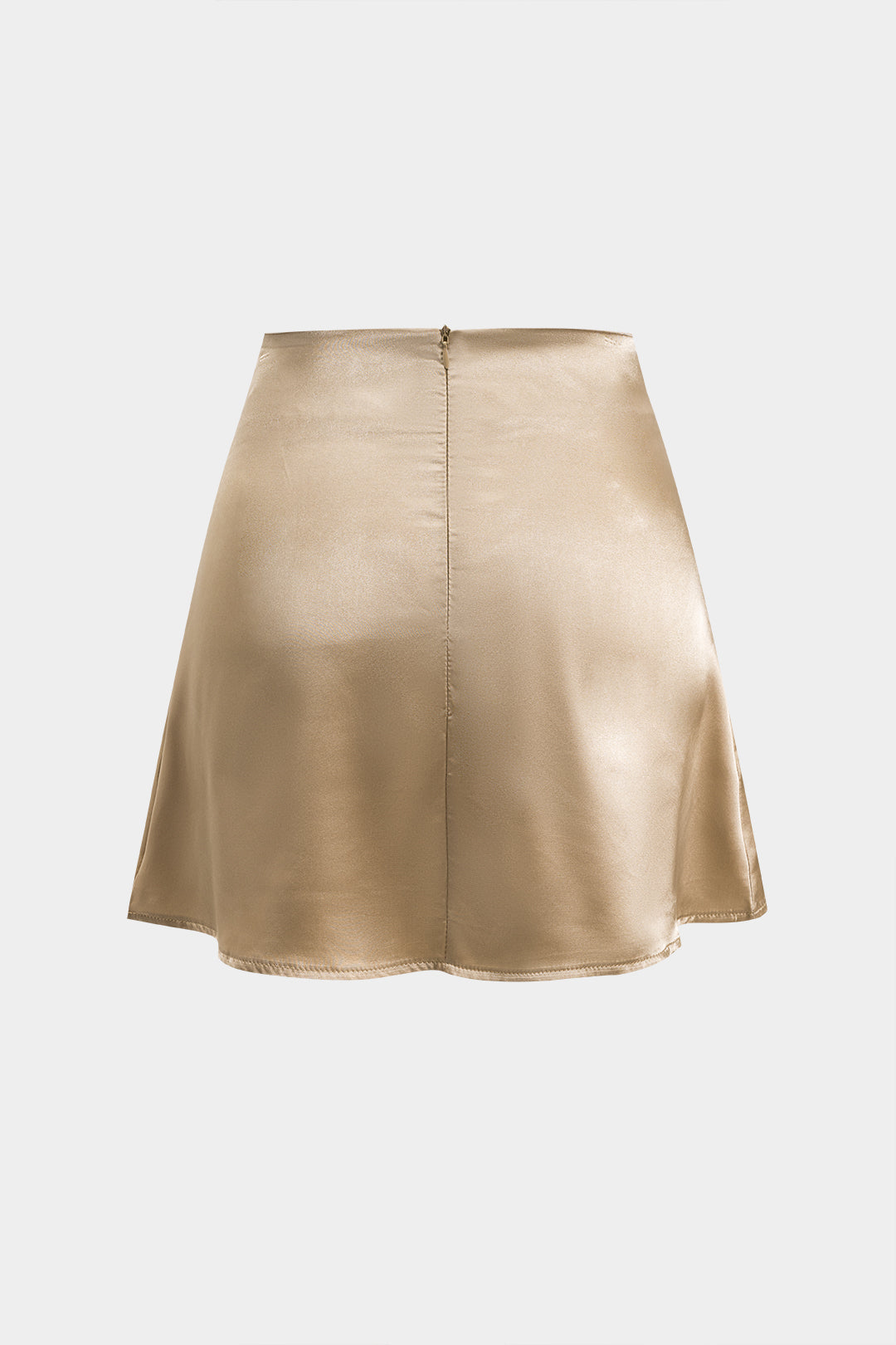 Solid Satin Zipper Skirt