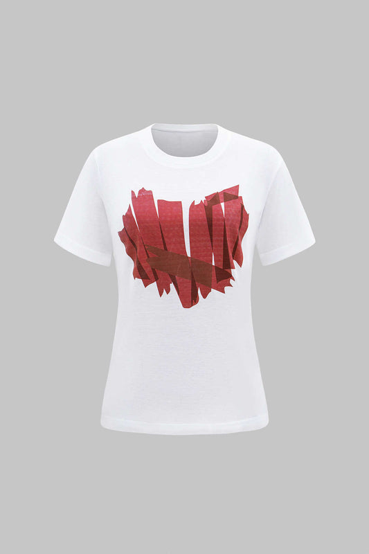 Heart Print Short Sleeve T-Shirt
