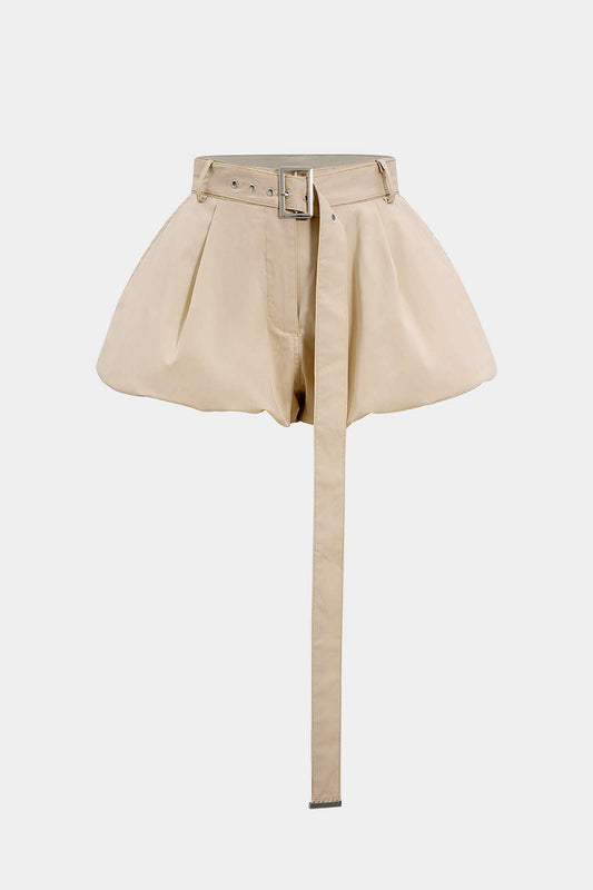 Solid Belted Shorts