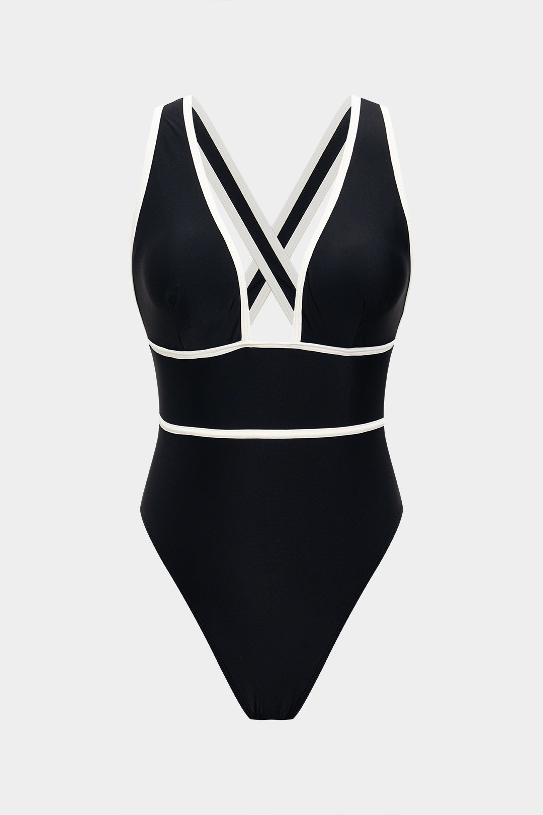 Contrast Piping One-Piece Swimsuit