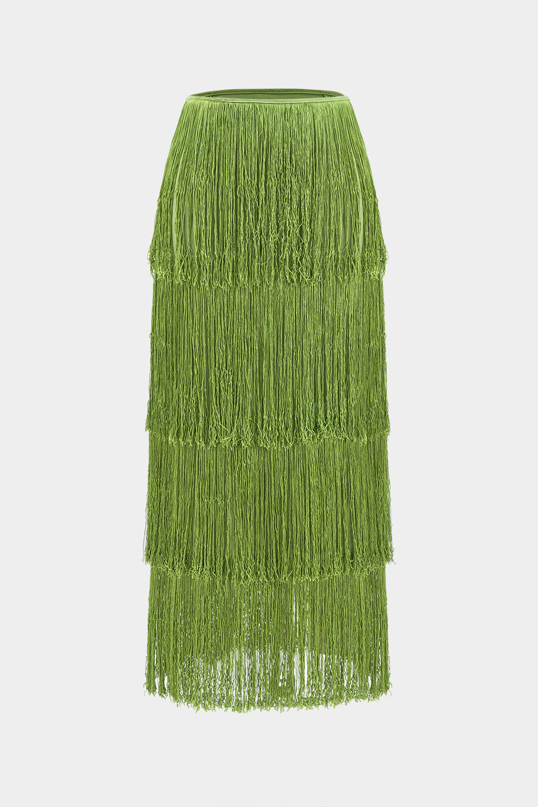 Ruched Bead Tube Top And Fringe Skirt Set