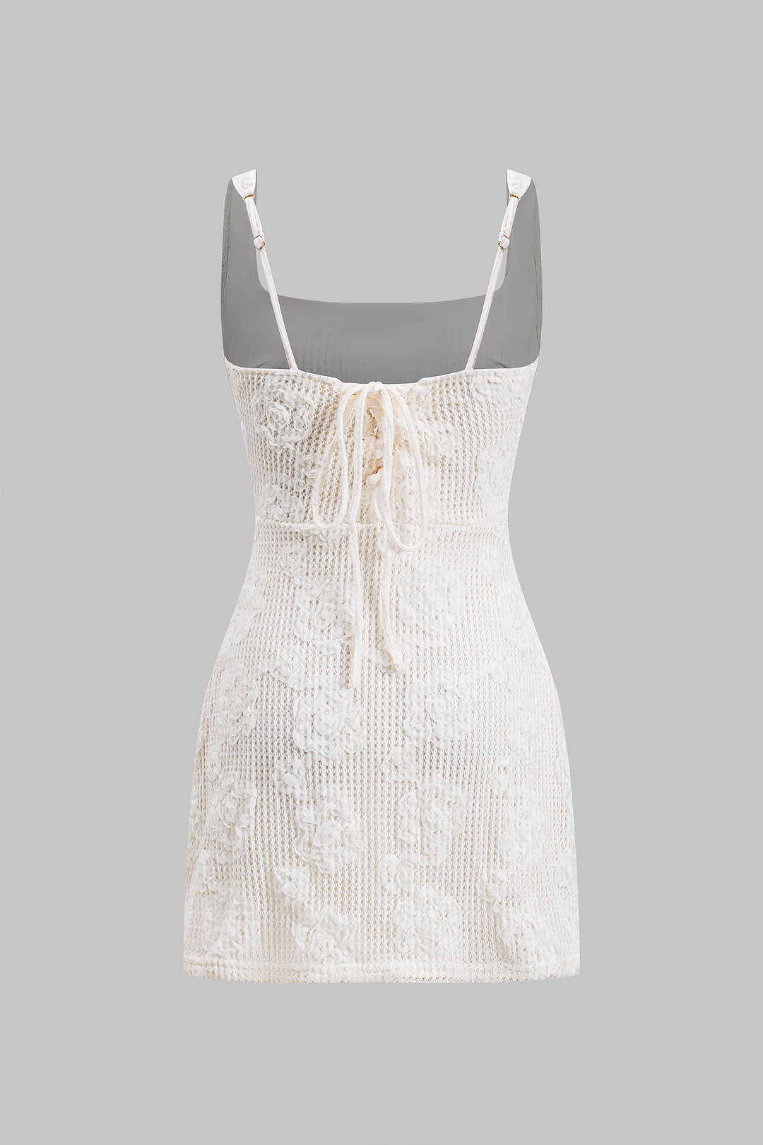 Jacquard Square Neck Tie Back Mini Dress