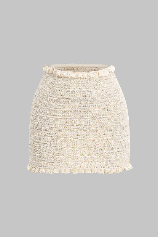 Knit Texture Ruffle Mini Skirt