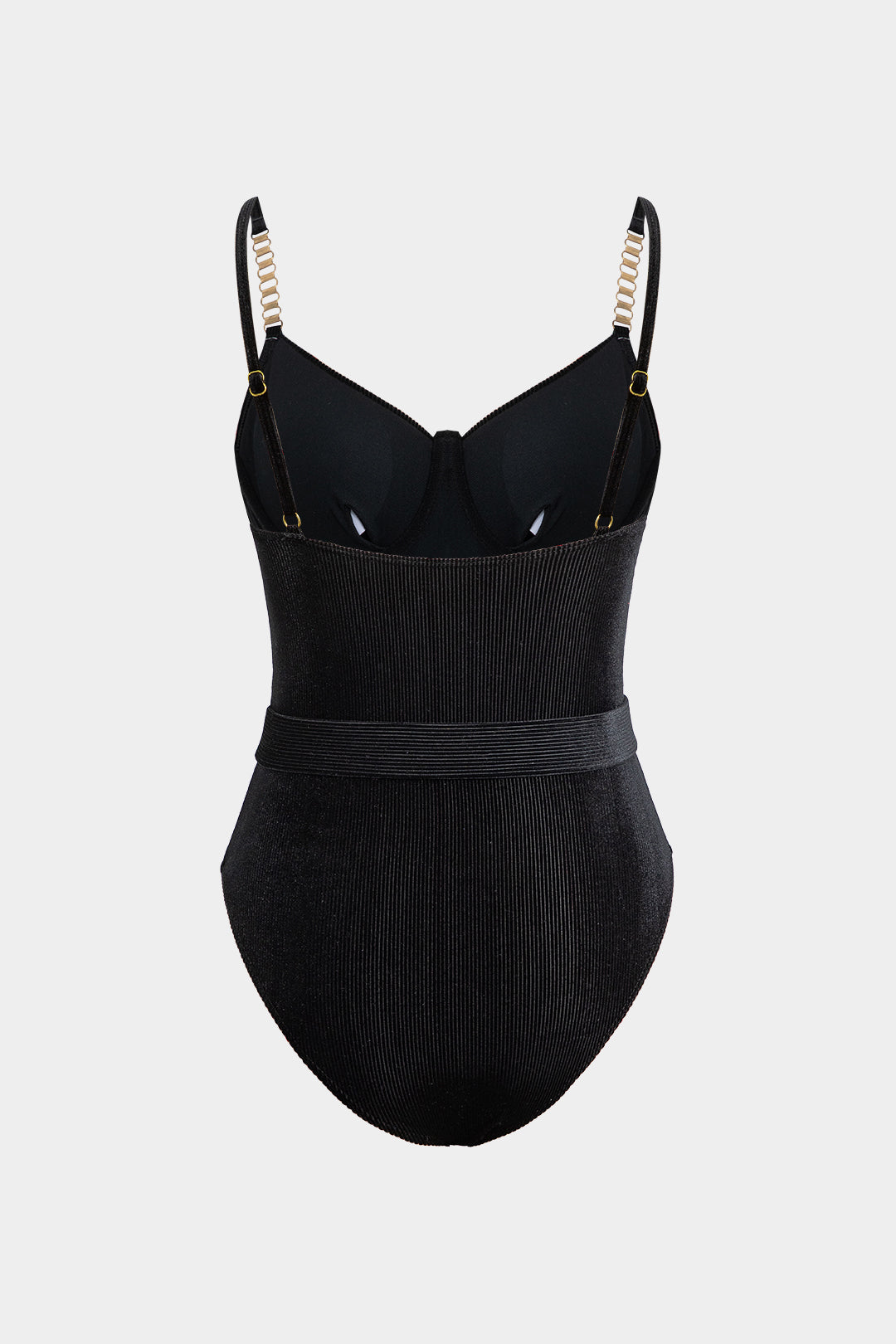 Tummy Control Metallic Belted Bustier Swimsuit