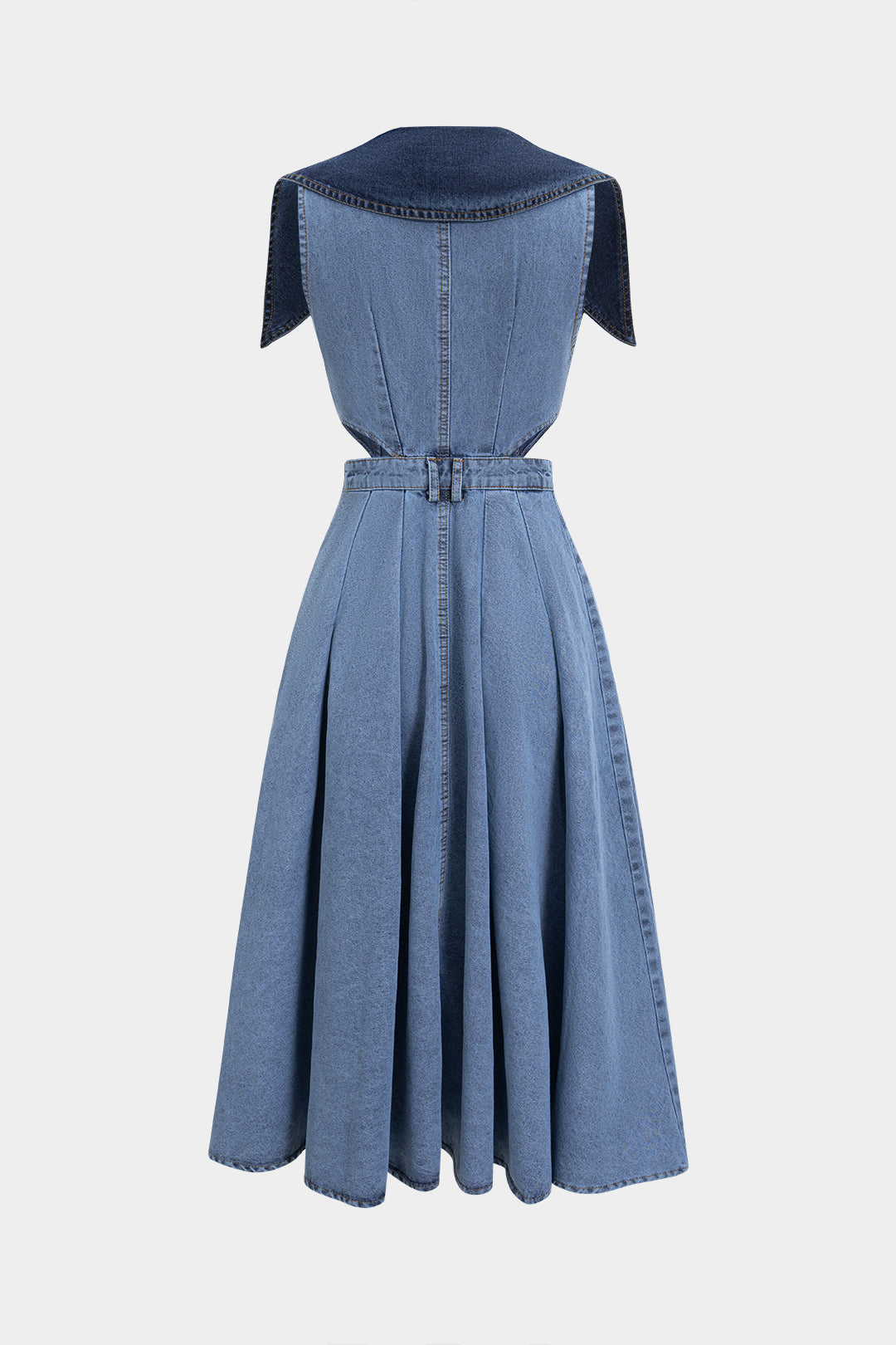 Denim Metallic Decor Cut Out Tank Sleeveless Dress