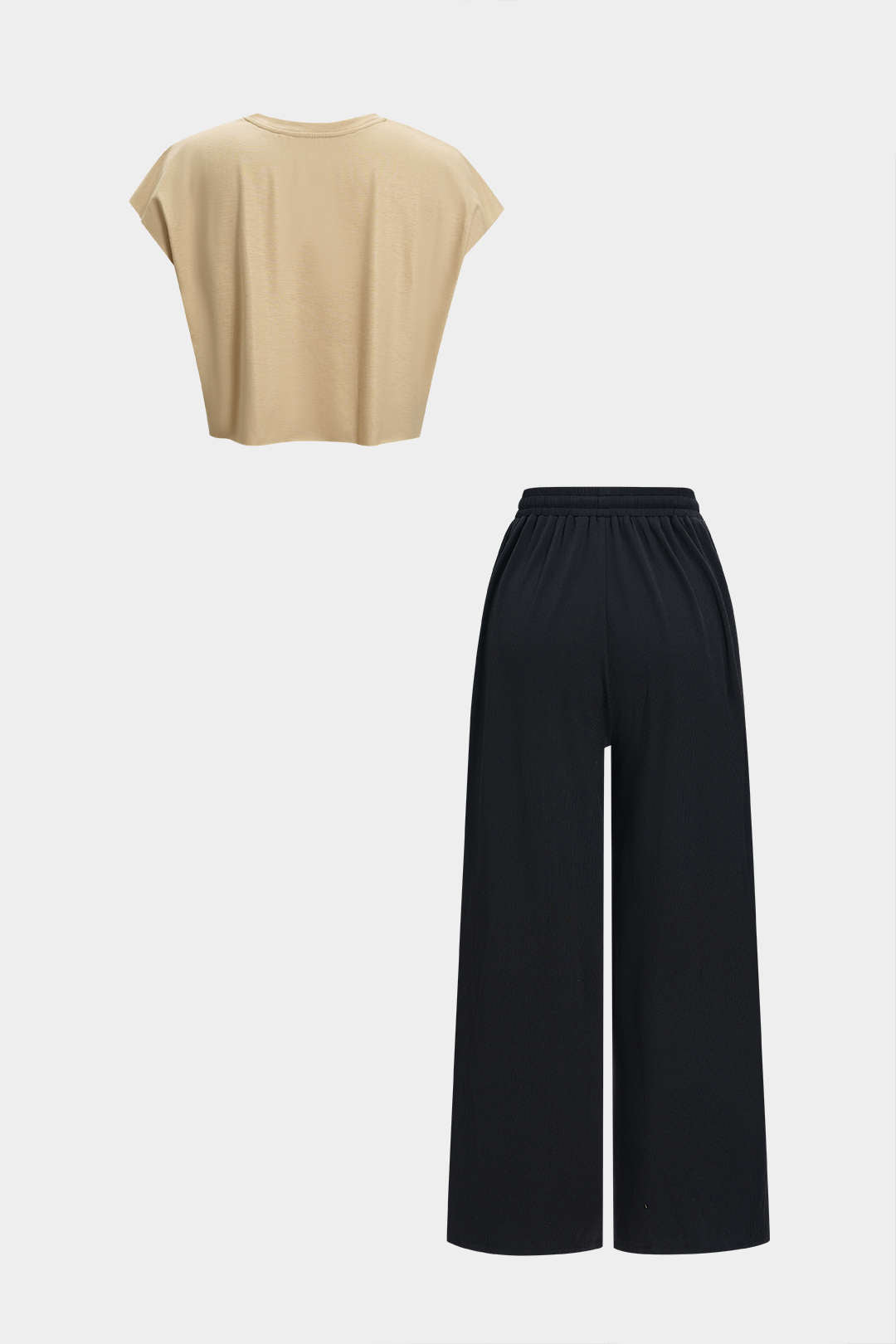 Retro Print T-Shirt And Drawstring Wide Leg Trousers Set