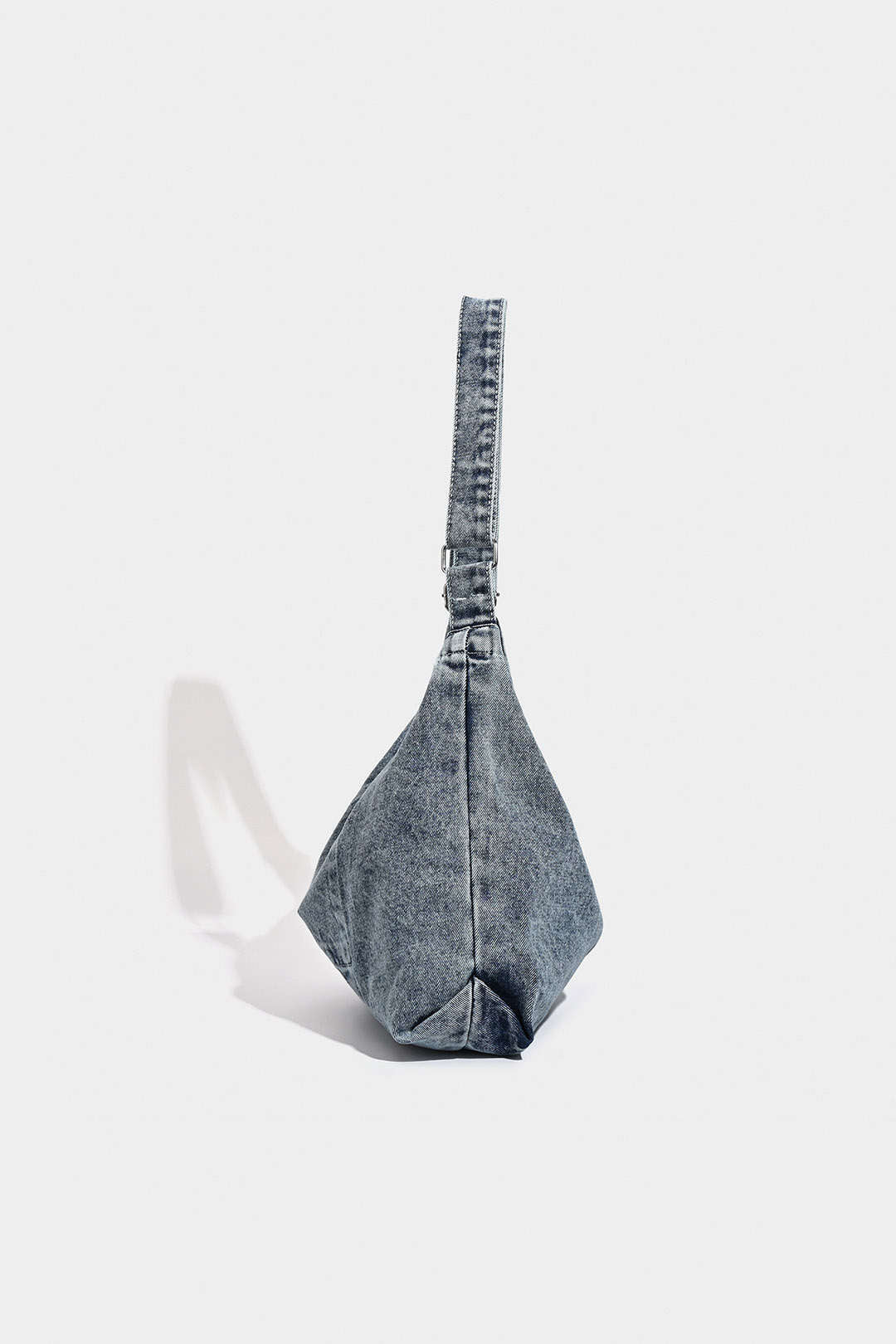 Washed Denim Zipper Cross-Body Bag