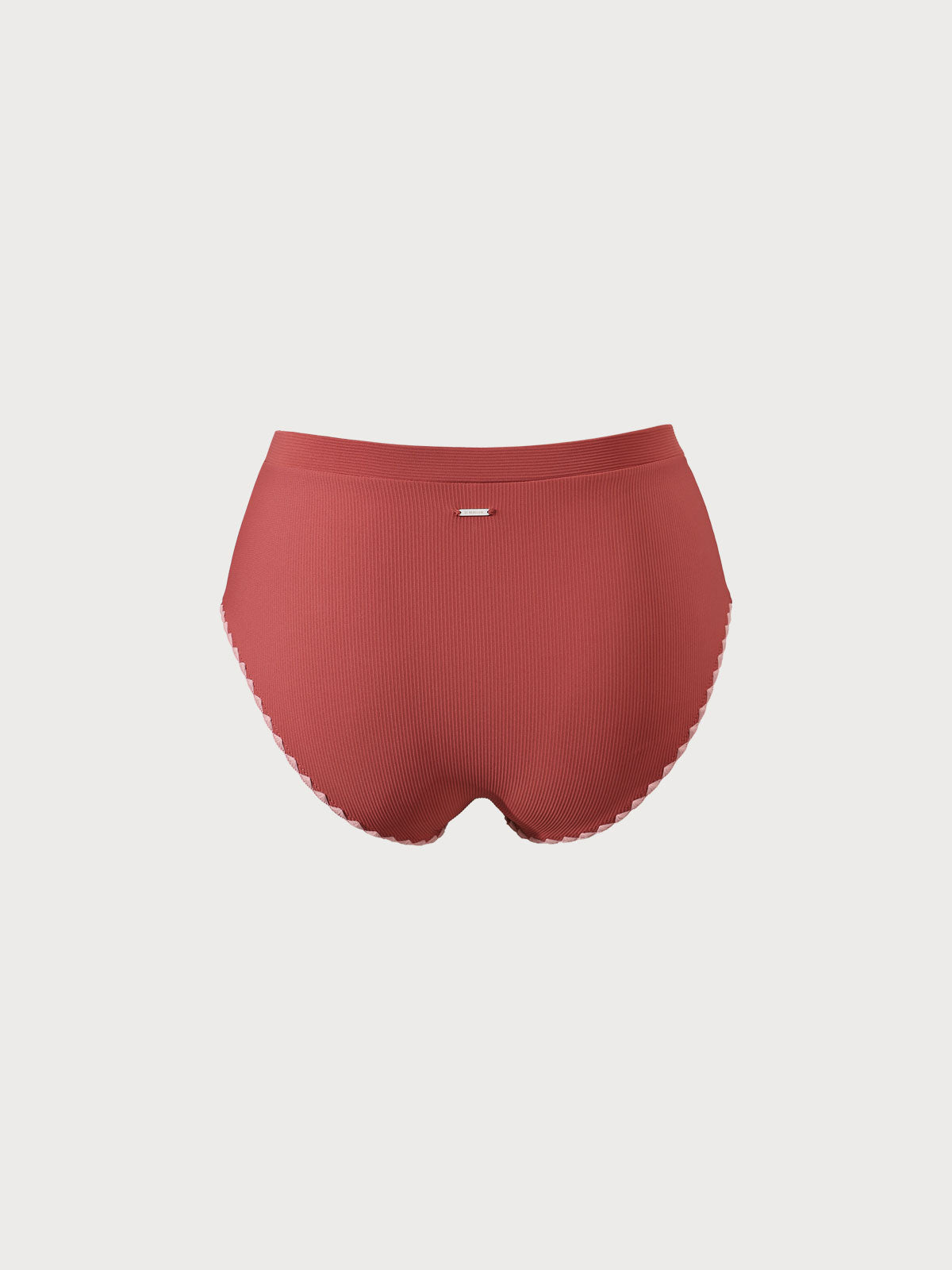 Brick Red Contrast Stitch Plus Size Bikini Bottom