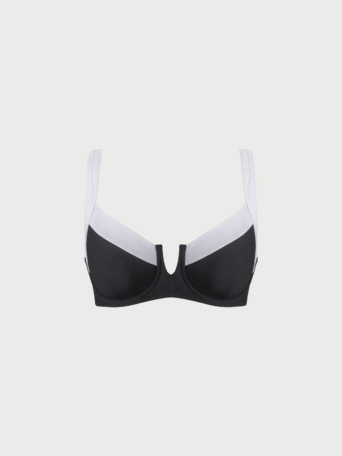 Black Contrast Trim Plus Size Bikini Top