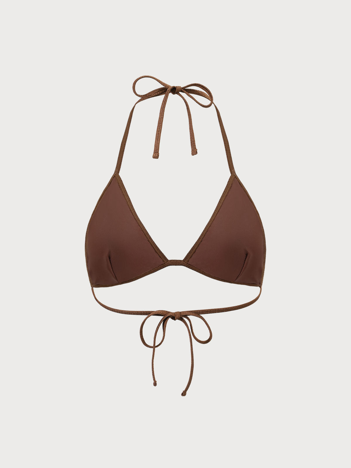 Brown Crochet Halter Triangle Bikini Top