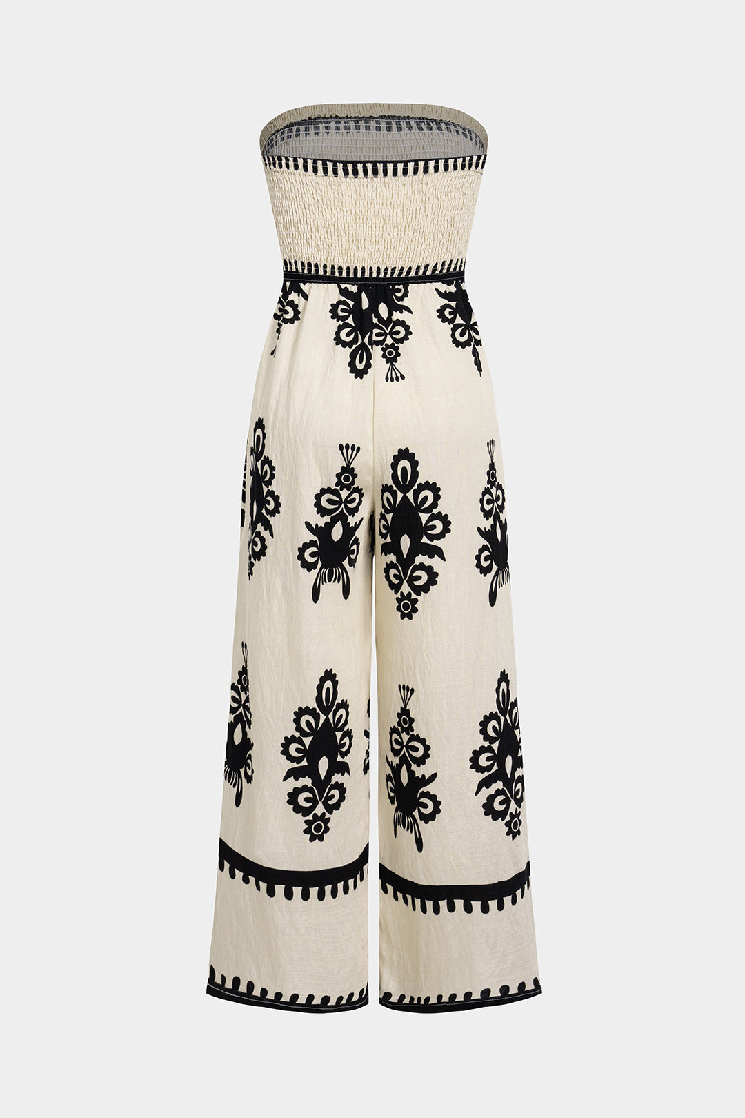 Retro Print Sleeveless Wide Leg Jumpsuit
