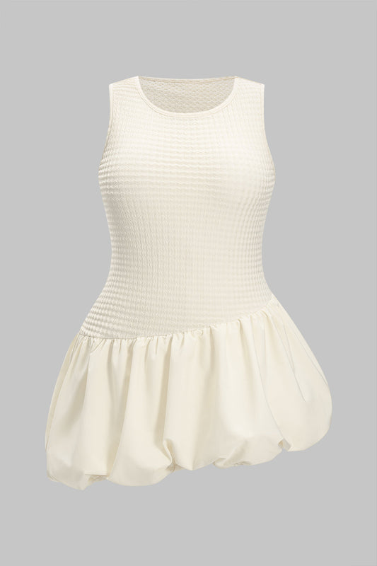 Plus Size Patchwork Ruched Sleeveless Mini Dress